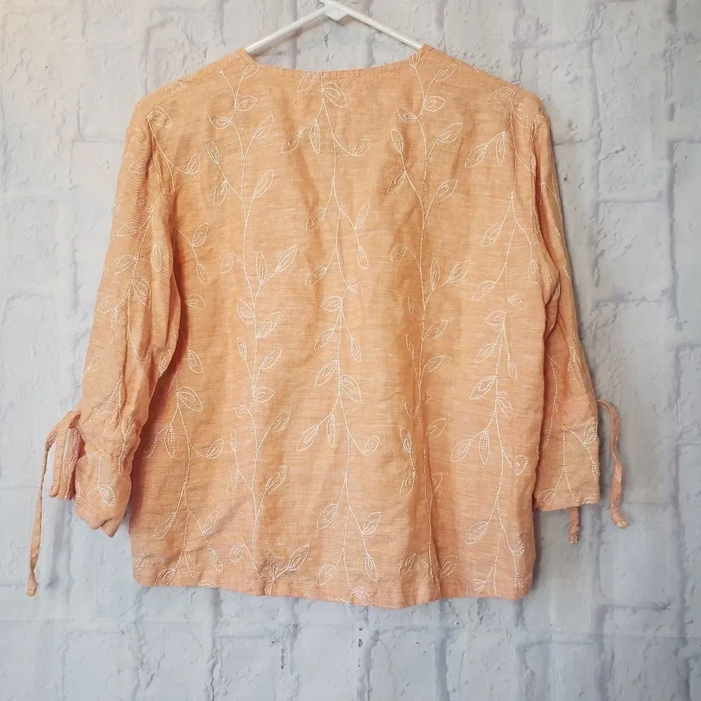 AEGEAN 100% Linen Embroidered Top - Picture 6 of 7